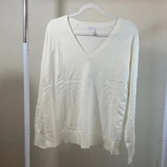 Daily Ritual Sweaters Daily Ritual Womens Ivory Vneck Long